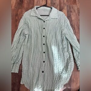 Drop shoulder button up blouse